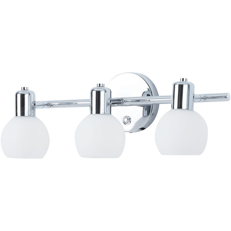 Teamson Home - 3 Light Bathroom Vanity Light Frosted Glass Globe Shade - Chrome - 46 x 15 x 15 cm