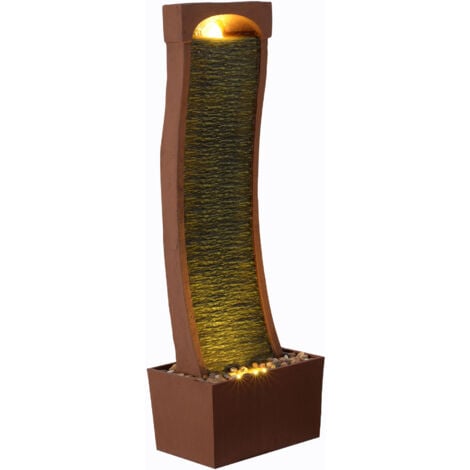 Teamson Home Fuente de Agua en Pizarra Curva Rojo LED Interior Exterior