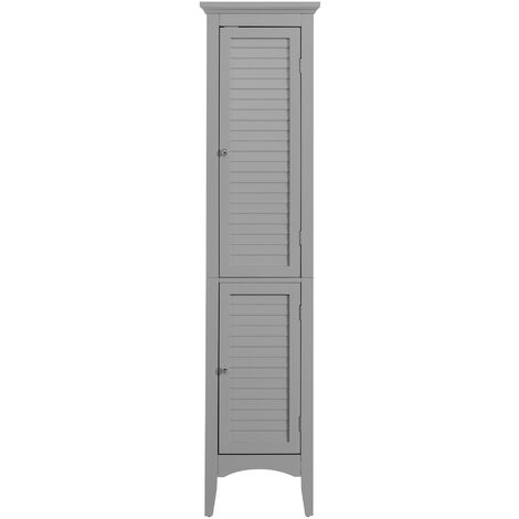 Teamson Home Glancy Wooden Linen Tower Tall Bathroom Cabinet Grey ELG-640 With Storage