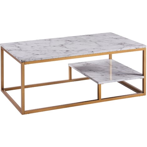 Teamson Home Marmo Modern Wooden Marble Effect Coffee Table Living Room VNF-00036