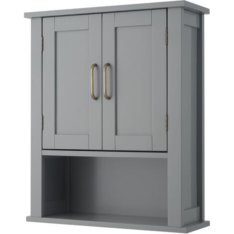 Teamson Home Mercer Mobili da bagno in legno da parete Armadietto per medicinali con ripiano aperto Grigio EHF-F0019