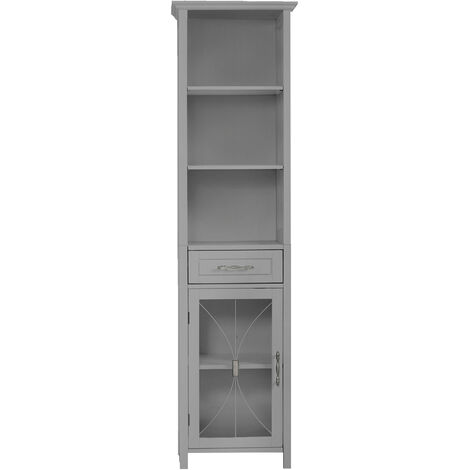 Teamson Home Mobiletto in lino Delaney con 1 cassetto e 3 ripiani aperti grigio EHF-7978G