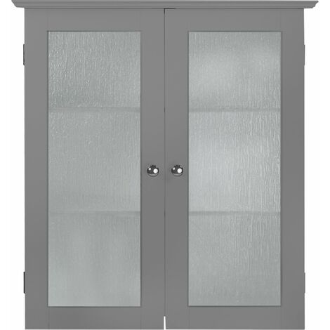 Teamson Home Mueble De Baño Pared De Madera 2 Puertas Vidrio Gris EHF-581G - Gris