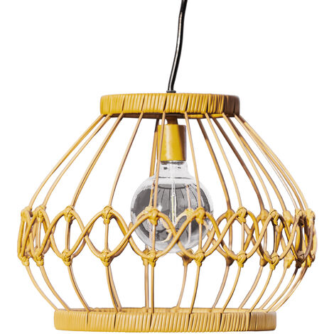 Teamson Home Outdoor Garden Hanging Light Lantern, Solar Powered, With Bulb, Dimmer, Timer & Remote, Brown Wicker, 33.7 x 33.7  x 26.7 (cm)