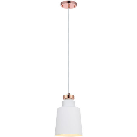 Teamson Home Pendant LED Light White Modern Hanging Ceiling Lighting VN-L00026-UK - White/Rose Gold
