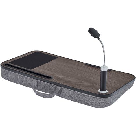 Teamson Home Tavolo Da Lavoro Portatile Per Computer Con Fondo Imbottito, Luce LED Rimovibile, Tappetino Per Mouse, Slot Per Tablet, Venature Del Legno VNF-0112-UK