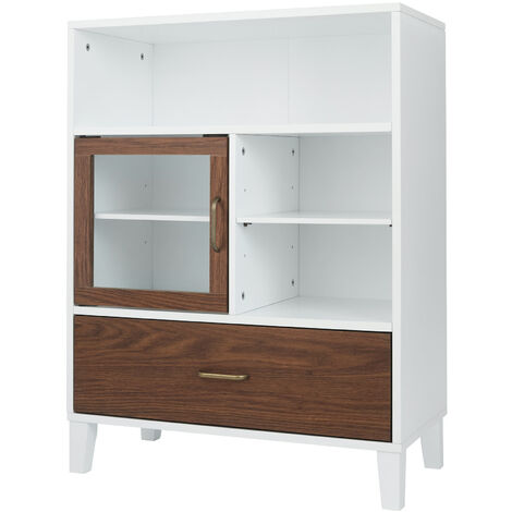 Teamson Home Tyler in legno in legno mobile da stoccaggio indipendente 33 cm x 66 cm x 86,8 cm con cassetto e ripiani a 2 tono EHF-F0010