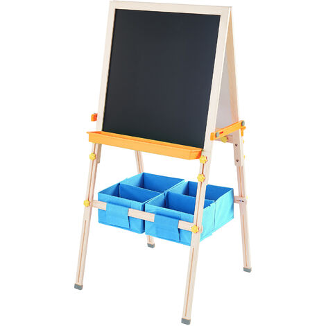 Teamson Kids 3 in 1 Wooden Easel Drawing Blackboard Whiteboard Adjustable & Accessories TK-FB028G