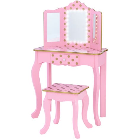 Conjunto de mesa de maquillaje con armario, tocador pequeño minimalista,  espejo de almacenamiento integrado