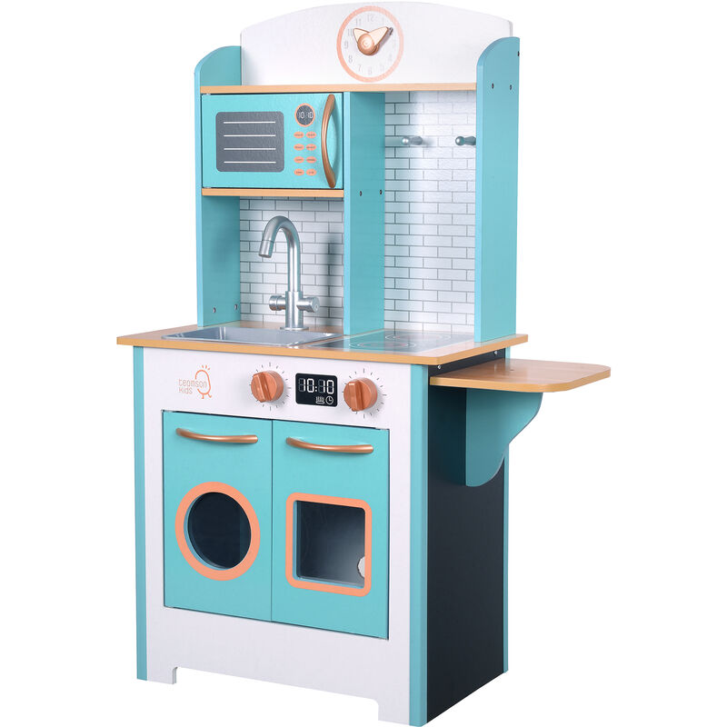 

Teamson Kids Little Chef Juego de cocina de madera retro pequeño para juegos de simulación con características interactivas y 7 accesorios para