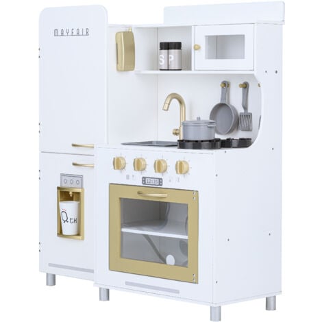 Teamson Kids Mayfair Jouet Cuisine Pour Enfants En Bois Et 11 Accessoires Blanc TD-13302D