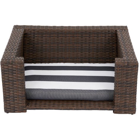 Teamson Pets Clotho Indoor Outdoor Rattan Cat or Small Dog Elevated Bed Lounger with Removeable Washable Cushion Brown ST-N10005-UK