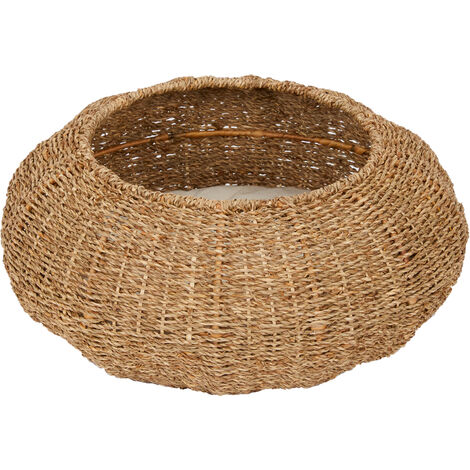 Teamson Pets Indoor Wicker Cat or Small Dog Bed, Bowl Shaped Lounger Basket with Removable Washable Cushion Tan/Cream, Neith Collection ST-N10003-UK