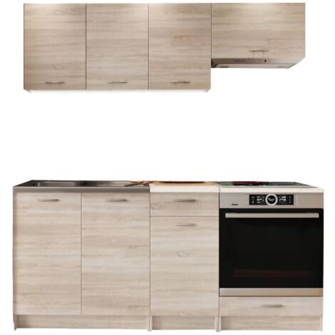 Teano Komplettküche, kompaktes und funktionales Set mit Türen und Schublade, Eiche