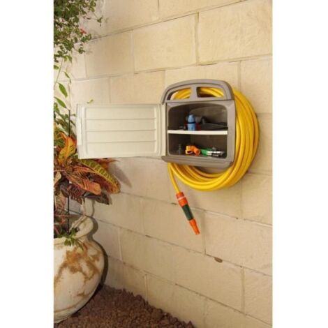 TEC HIT 390145 - Support Mural pour Tuyau d'arrosage - Pour 15 m de tube - Beige Foncé