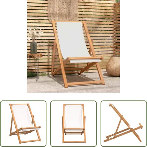 Teca -  Silla de jardín de teca color crema 56x105x96 cm