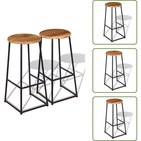 Teca - vidaXL Taburetes de barra de cocina 2 unidades madera maciza de teca - Sillas de barra