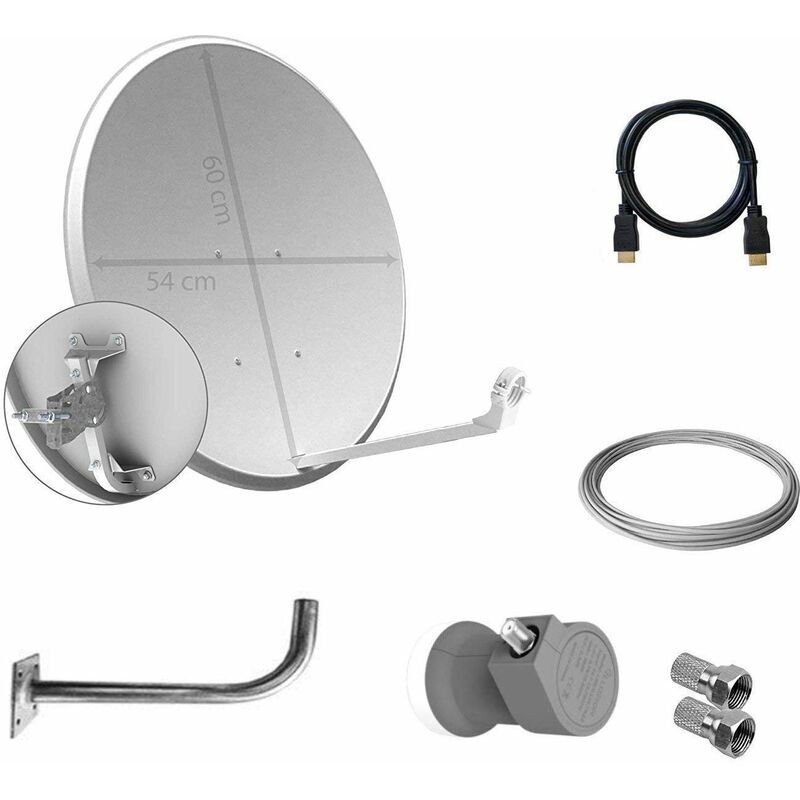

Tecatel K60C1LSCC - Kit parabólica, suporte, LNB Universal, cable y conectores, 60 cm, color blanco