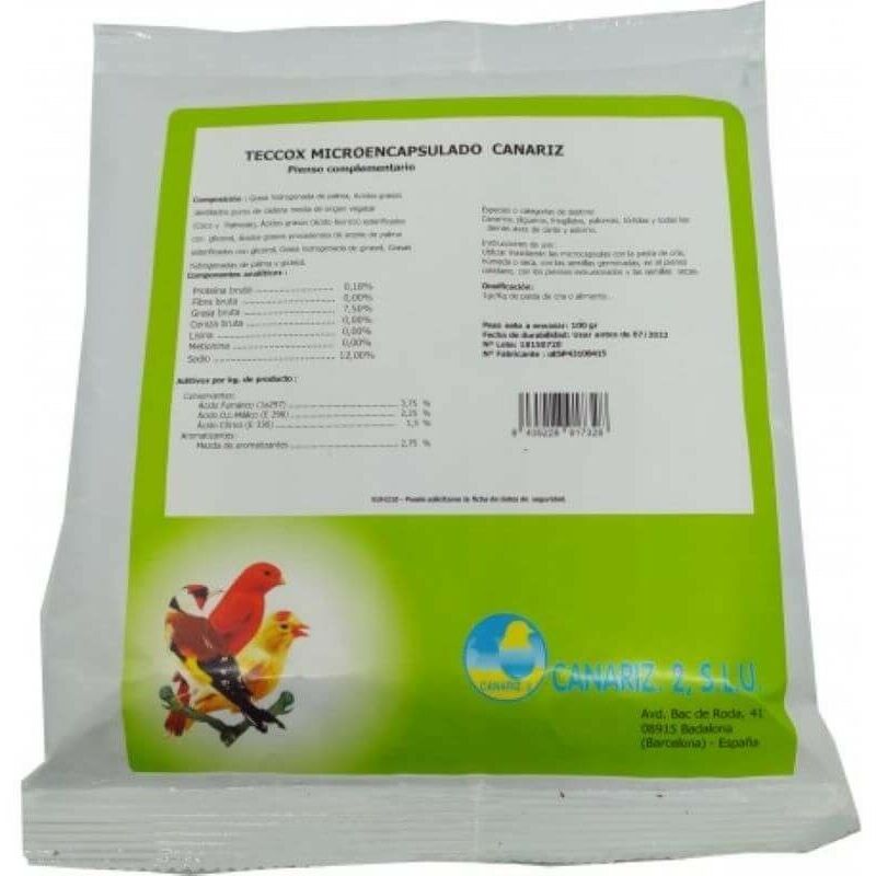 TECCOX poudre naturelle anticodics microencapsulée pour les oiseaux 250 gr. - Canariz