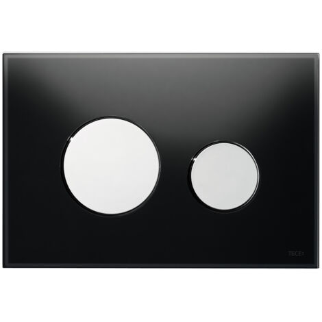 TECE Betätigungsplatte Glas TECEloop für WC-Zweimengentechnik, Glas schwarz, Tasten Chrom glänzend