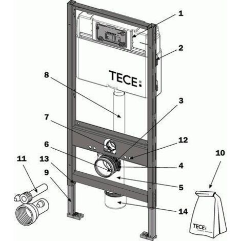 TECE Spülrohr mit O-Ring 9820011 für UP-Spülkästen 100/980/1120