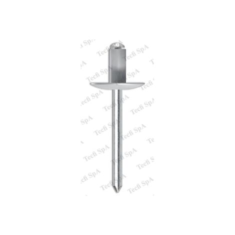 Tecfi 250 rivetti a strappo   4,8 x 16/16 ad estremita' aperta in alluminio testa bombata larga con mandrino in acciaio zincati Grigio   4,8x16/16