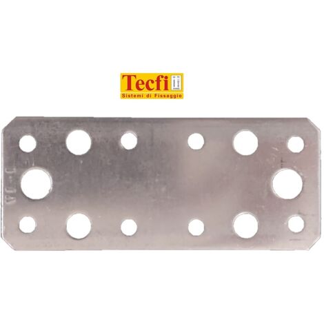 TECFI PIASTRA RETTANGOLARE PESANTE FORI CHIODI VITI 40X95 ACCIAIO ZINCATO 100 PZ