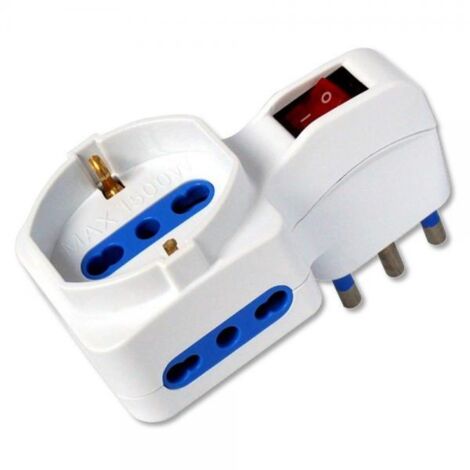 Techly Adattatore con 2 Prese Bipasso e 1 Bipasso/Schuko con Spina 16A