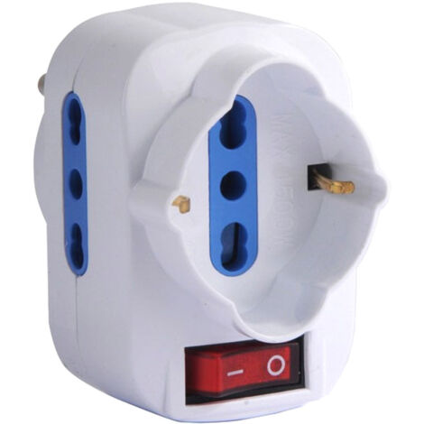 TECHLY Adattatore rotante 2 prese 2P+T 10/16A bipasso + 1 presa bipasso/schuko