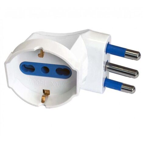 Techly Adattatore spina 16A prese bipasso/Schuko 90o Bianco