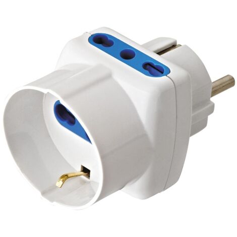 Techly Adattatore Triplo Spina Schuko a Prese Bipasso con Schuko