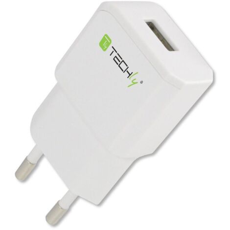 Techly Alimentatore da Rete Italiana 1 porta USB 5V/2.1A Bianco