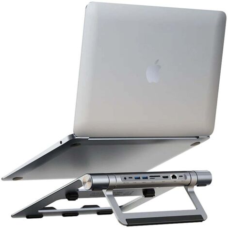 Techly Docking Station USB-C 9 in 1 Hub USB3.1 Stand per Notebook Pieghevole