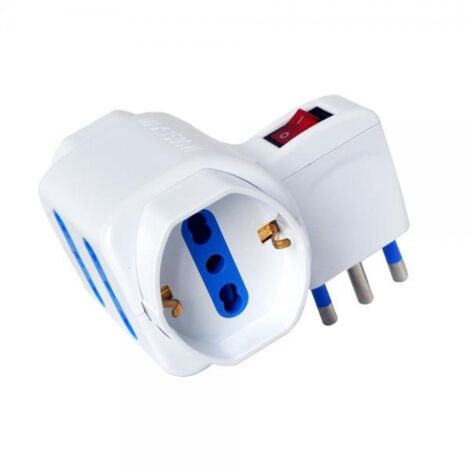 Techly IUPS-PCP-2I2S-SP16 Type L (IT) Type L (IT) + Type F White power plug adapter - Power Plug Adapters (80 mm, 63 mm, 90 mm, 151 g)