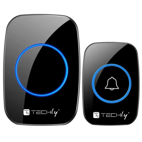 Techly, KIT Campanello Wireless, Portata 300m, 60 Melodie, Nero