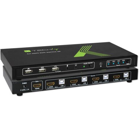 Techly KVM switch 4x1 con USB e HDMI