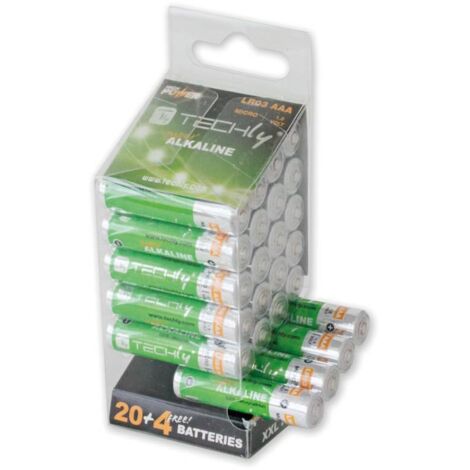 TECHLY Multipack 24 Batterie High Power Mini Stilo AAA Alcaline LR03 1,5V