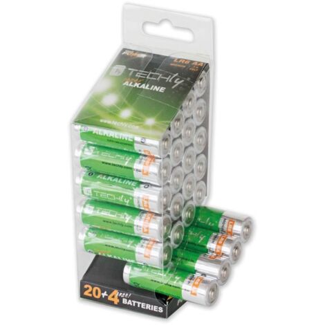TECHLY Multipack 24 Batterie High Power Stilo AA Alcaline LR06 1,5V