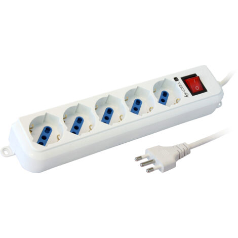 Techly Multipresa 5 Posti Italiana Bipasso / Schuko Cavo 5m