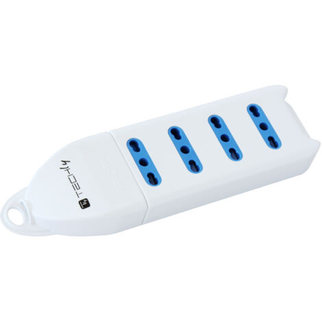 TECHLY Multipresa a 4 Uscite 10/16A Bipasso Senza Cavo Bianco