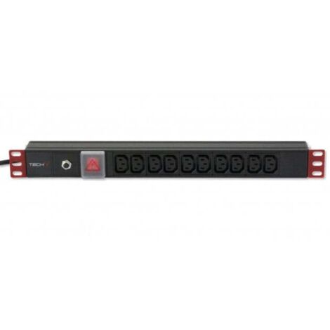 Techly Professional Multipresa 10 posizioni VDE Interruttore e Spina C14