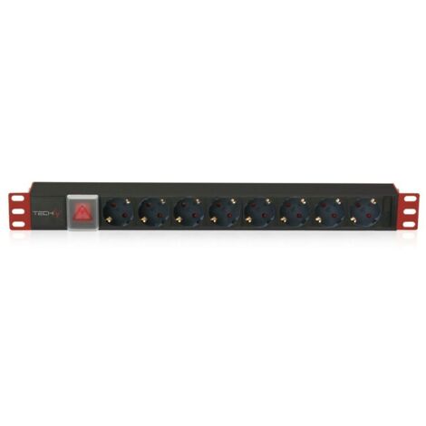 Techly Professional Multipresa per Rack 19'' 8 Posti con Interruttore Tipo Tedesco 1U