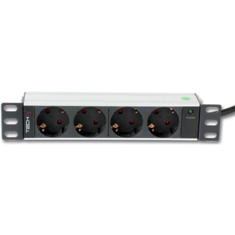 Techly Professional Multipresa Schuko 4 posti rack 10''