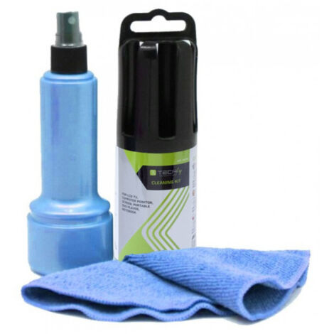 Techly Spray di Pulizia per Monitor LCD con Panno in Microfibra Azzurro