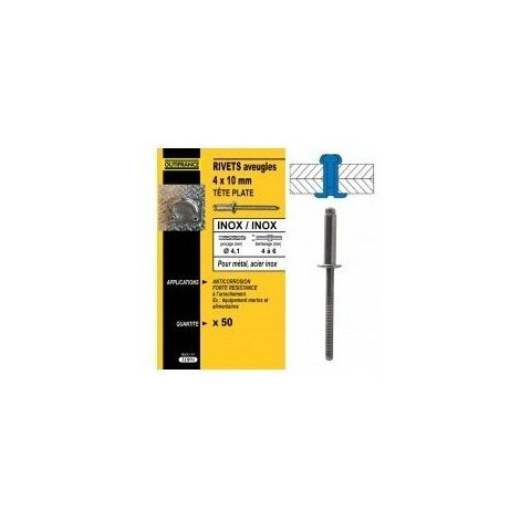 TECHMAN 25 rivets inox / inox à tête plate Ø 4,8 x 8 mm