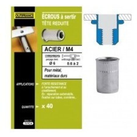 TECHMAN 40 écrous M5 à sertir acier avec tête réduite