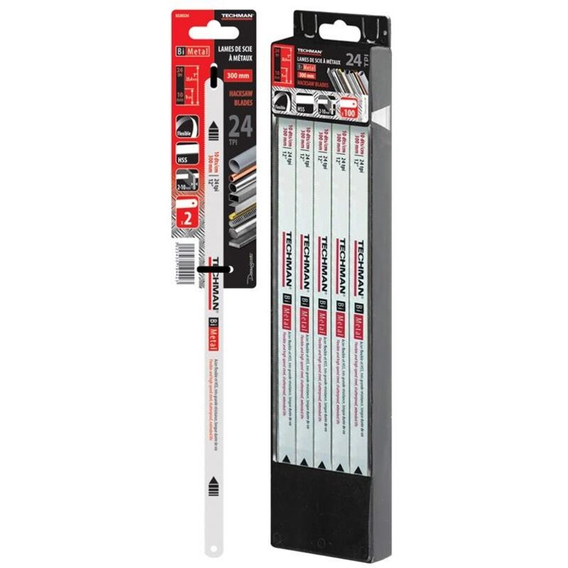 Techman 8320224 10er-Pack Bi-Metall-Metallsägeblätter – Zahnung: 24 tpi – 10 Zähne/cm – Länge: 300 mm