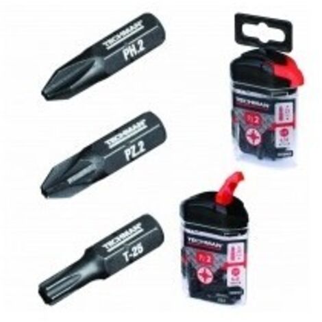 TECHMAN Embouts de vissage 's2 black' 10 embouts TT20 25 mm