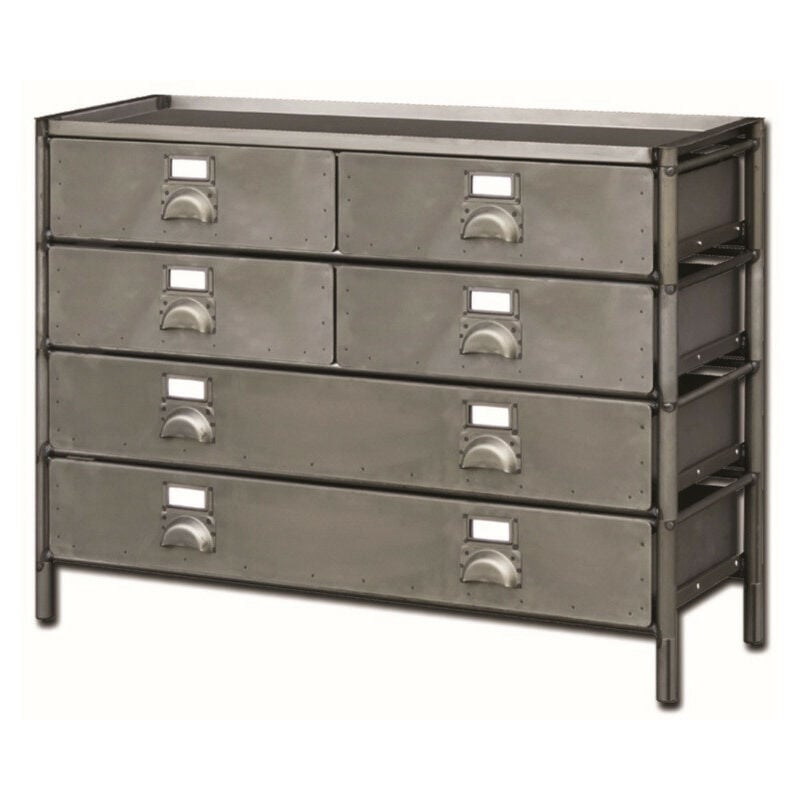 Meuble de rangement précomposé plateau creux tout acier 6 tiroirs - Techman