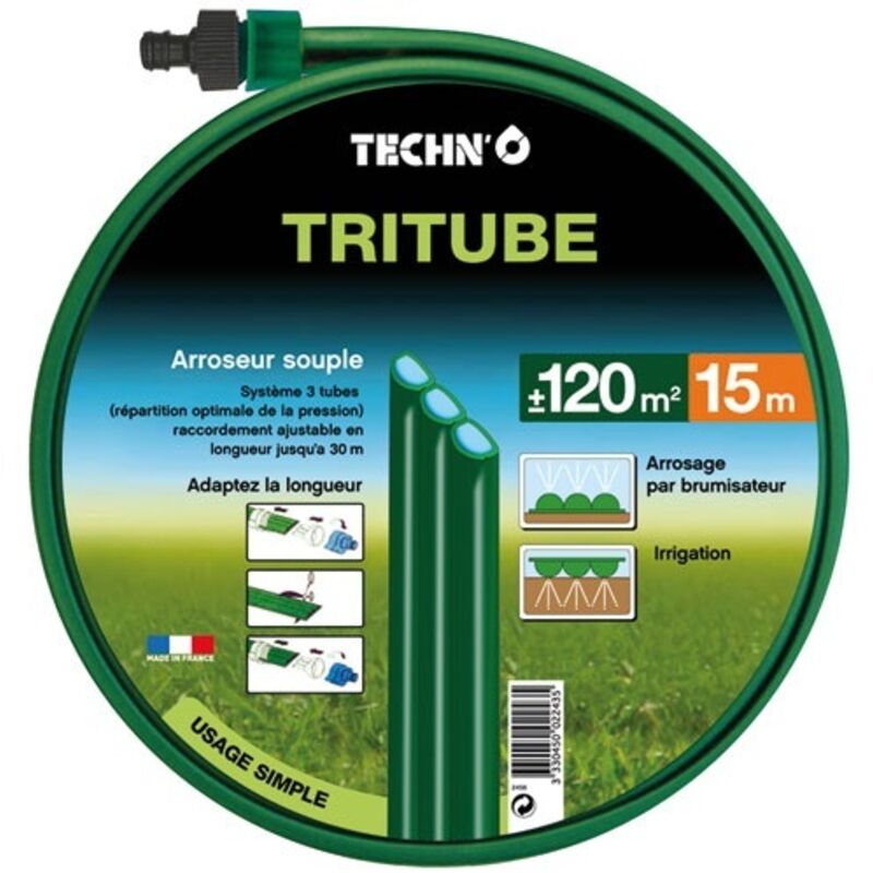 TECHN'o - Arroseur souple tritube vert 15m